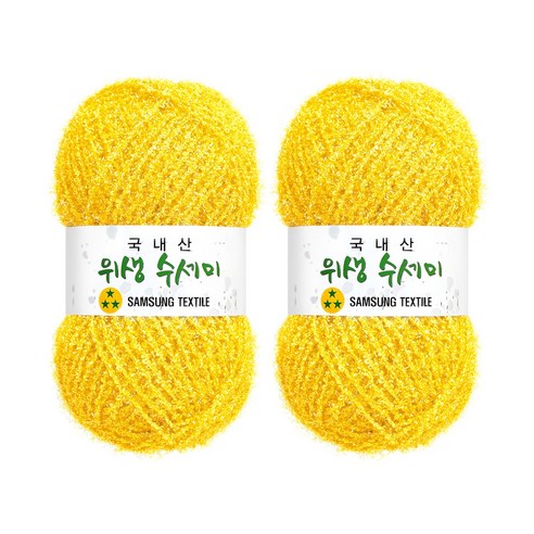울클럽 사각 웨이브 수세미 DIY 위생수세미실 80g 2볼세트(총 160g), 2개, 722 진노랑