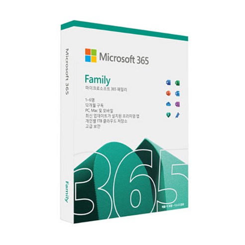 한국MS정품인증점 MS 오피스 Microsoft 365 Family ESD / 가정용 6PC 1년사용 패밀리 Office