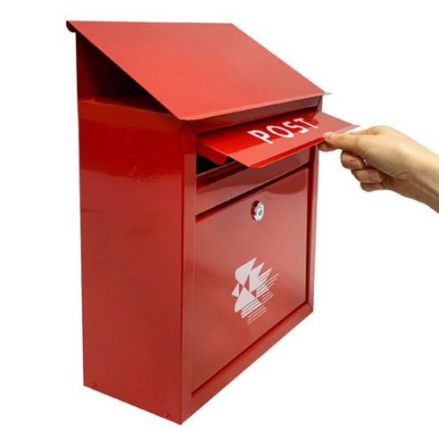 HIPOST-L-R 철제 벽걸이 편지통 빨간 우편함 대형