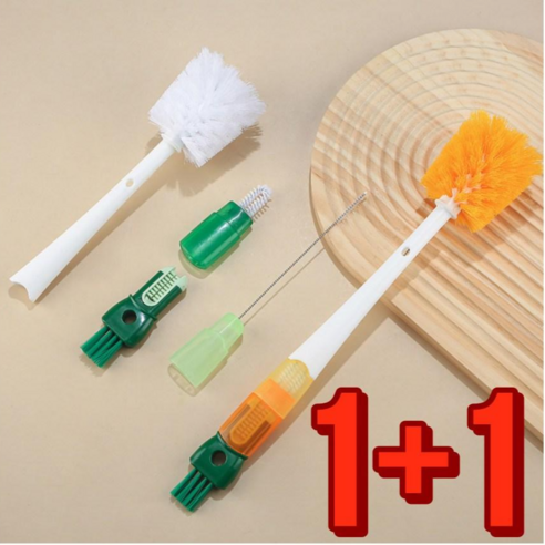 (1+1) 쇼파홀릭 5in1 텀블러 컵 물병 빨대 세척솔 세트, 오렌지, 1개, 오렌지