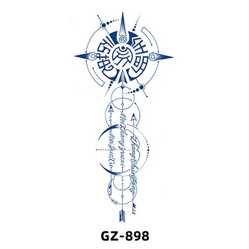 다이나토리 반영구 리얼 중형 타투스티커 버전5 3장, GZ-898, 3개