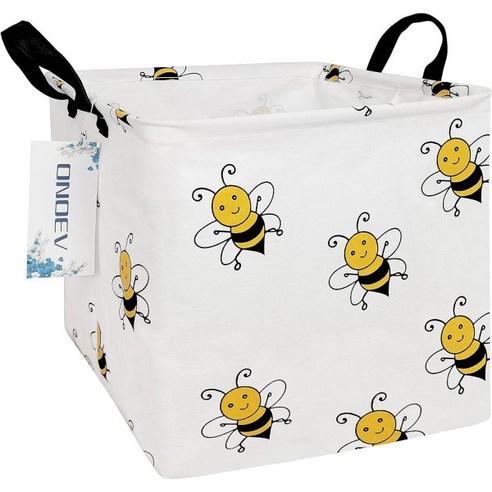 ONOEV Round waterproof laundry basket foldable storage basket laundry Hampers with handle gift baske, 꿀벌