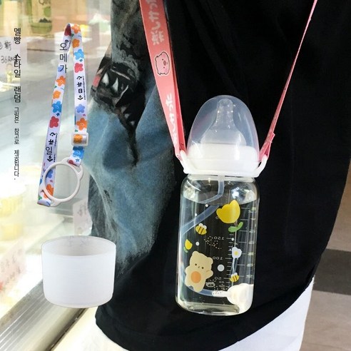 한국어 스타일 귀여운 컵 졸업 짚 성인 크리 에이 티브 유리 컵 여학생 젖꼭지 컵 휴대용 컵, 330ml꿀벌스케일240_옵션1