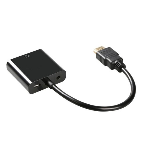 HDMI 케이블 HDMI-VGA 1080P 디지털 오디오 변환기 HDTV HDCP 남성-여성 컴퓨터 데스크탑, 블랙 오디오 파워, 17cm., 아직도