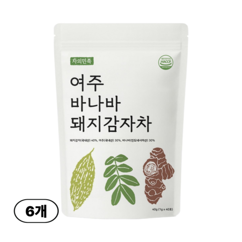 차의민족 여주 바나바 돼지감자차, 40개입, 6개