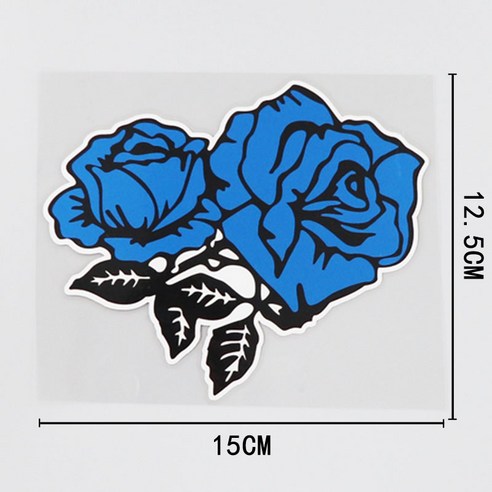 자동차 스티커, CS8189 블루 로즈 15*12.5CM 전단지