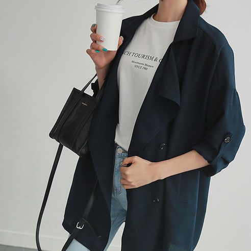 여름철 시원함을 선사하는 여성용 카라넥 오버핏 여름 자켓