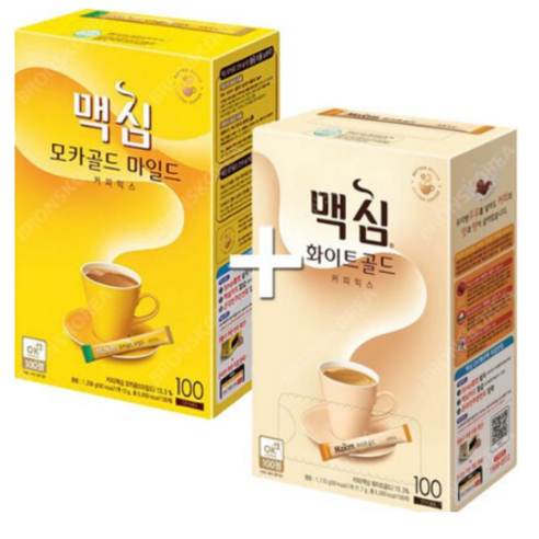 [OKㅣ강추] 동서 맥심 모카골드 마일드 100T + 화이트골드 100T (200T) 커피믹스 일회용 [OKNOWㅣ추천상품]