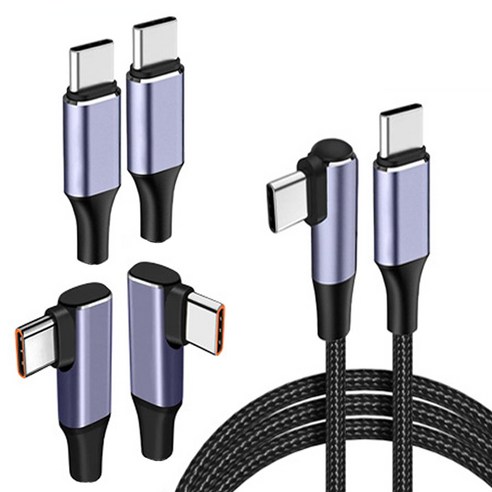 케이블청년 240W C to C ㄱ자 초고속 충전케이블, 1개, 0.5m ctoc케이블 9 투에이비 PD 100w C to C 타입 일자형 L자형 초고속 충전 케이블 0.5m 1m 2m 3m, (PD 100W C to C) 일자형 - 일자형, 1개