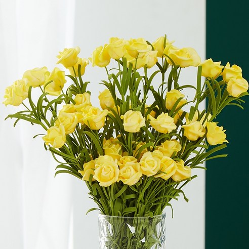 DFMEI 한국어 스타일 작은 장미 유리 꽃병 투명한 럭셔리 꽃꽂이 유럽 스타일 물 Fed 꽃 다이닝 테이블 방 장식, 노블 폼 로즈 (6) 76 높은, 중간