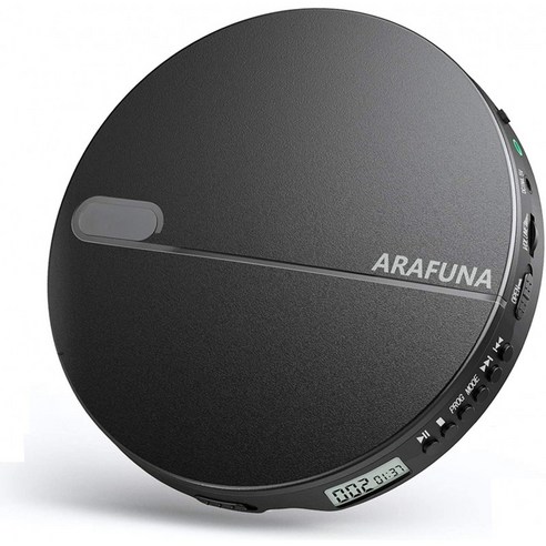 자동차용 헤드폰이 있는 휴대용 CD 플레이어 ARAFUNA 소형 콤팩트 디스크맨 CD 플레이어(스테레오 사운드 충격 방지 스키프, 단일옵션, 단일옵션