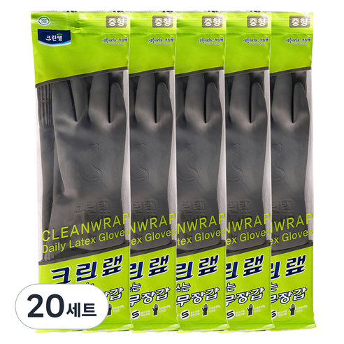 크린랲 매일쓰는 고무장갑 양손세트, 그레이, 중(M), 20개