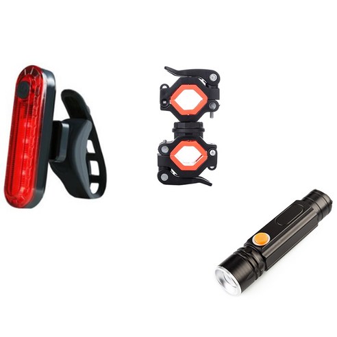Retemporel 자전거 손전등 홀더 360도 회전 토치 마운트 LED 헤드 프론트 라이트 클립 MTB 도로 오렌지, 블랙 & 오렌지