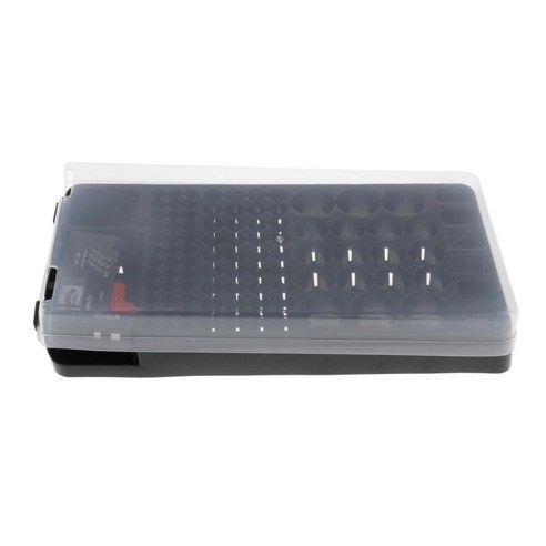 106 그리드 배터리 주최자 분리형 검사기가있는 보관 케이스 상자 13x7x3 인치, 블랙, 34x17x6.8cm, 플라스틱