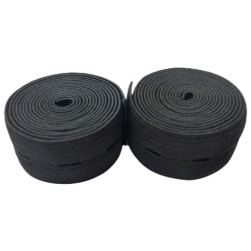 셀프스토리 단추 구멍 고무밴드 20mm, 2개, 블랙