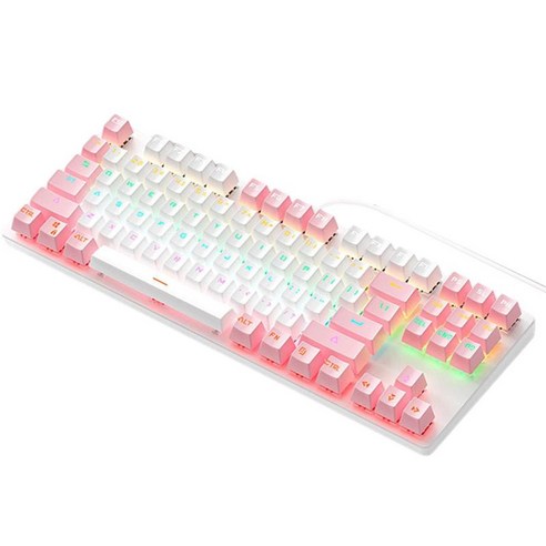 기계식 키보드 60 80 기계식 키보드 RGB 스위치 LED USB 기계식 게이밍 키보드 rgb 핫스왑, 14 x 4.9 x 1.57인치, ABS, 화이트 핑크
