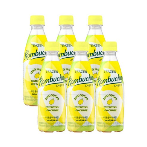 티젠 콤부차 스파클링 티 레몬, 6개, 340ml