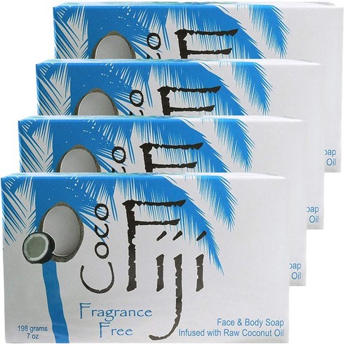 오가닉피지 페이스 앤드 바디 코코넛 오일 비누 글루텐 프리 비건, Fragrance Free, 4개, 198g