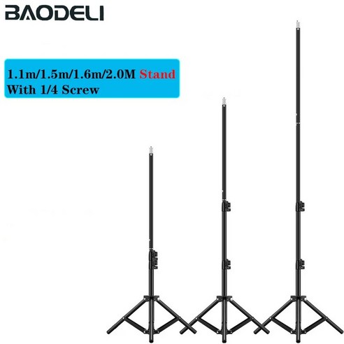 사진 조명 스탠드 필 라이트 스탠드 조정 가능한 삼각대 슈트 1/4 나사 링 램프 소프트박스 링라이트, 2)110CM