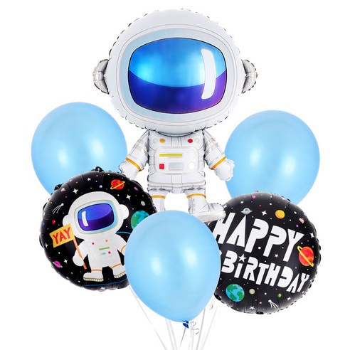 파티팡 은박풍선 고무풍선 생일파티 장식 풍선부케세트, 1개, 캐릭터 우주인세트