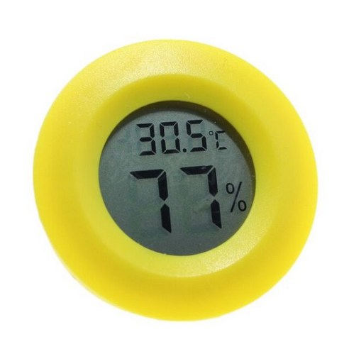 가정용 미니 LCD 디스플레이 온도계 습도계 실용적인 디지털 실내 원형 온도계 온도 습도 측정기 감지기 가정용 미니 LCD 디스플레이 온도계 습도계, yellow