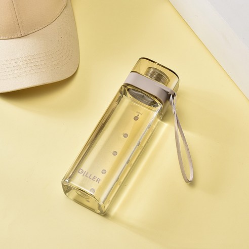 Elesky 휴대용 물컵 식품등급 PP재료 해드 운동 물컵, 베이지, 유광, 400ml