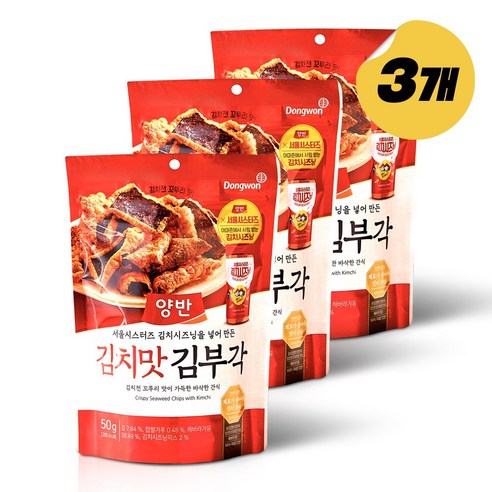 [서울시스터즈] 김치맛 김부각 양반김 술안주 간식 3봉, 16개