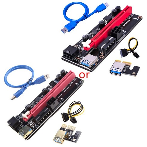 PCI-E 라이저 카드 009S PCI Express 1X ~ 16X Extender Adapter USB GPU 전원 케이블, A, 1개