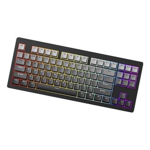 몬스긱 M3W 그라데이션 3가지 모드 RGB 기계식 OEM 87 키 핫스왑 유선 키보드, 그레이 + 블랙, V3 프로(밀크옐로우축), 텐키리스