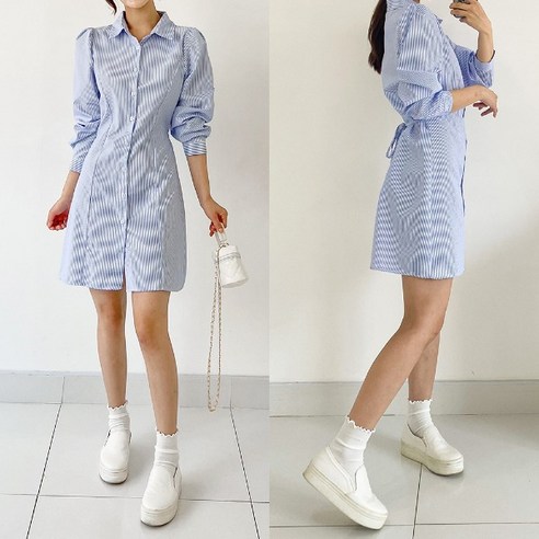 셔츠원피스 퍼니걸스 9499 카라 스트라이프 셔츠 미니 원피스 여성의류 Best Top5