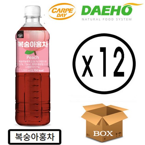 대호 카르페데이 복숭아홍차 액상, 1000ml, 12개