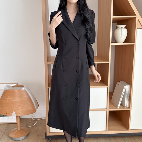 [서연]여성 더블 버튼 자켓 빅사이즈 결혼식 하객룩 상견례 옷차림 돌잔치 엄마 정장 원피스