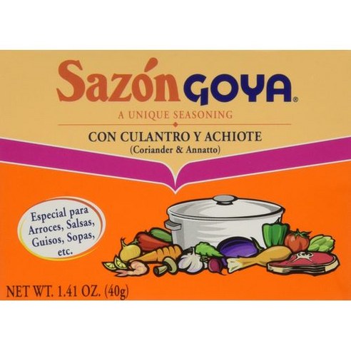 고야 푸드 사존 쿨란트로 이 아치오테, 39.9그램 (3개 팩) Goya Foods Sazon Culantro y Achiote, 1.41-Ounce (Pack of 3)