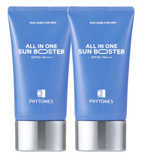 올인원 70ml 2개 톤업 + 촉촉보습 + 백탁 현상 없는 자외선 차단제 SPF50 PA++++ 피토메스 블루 선부스터, 2PCS+폼클렌징(사은품)