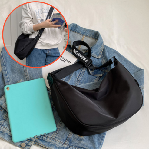 뉴애드 여자 남자 크로스백 반달 보부상 가방 나일론 호보백
