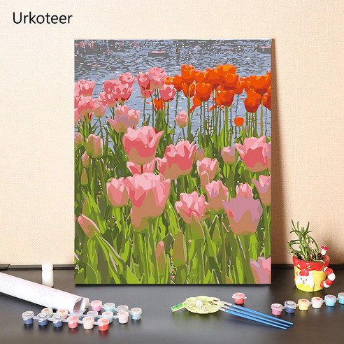 urkoteer DIY 명화 그리기 세트 꽃 튤립 원목 액자 40 x 50 cm, 튤립-05-hy005, 1개