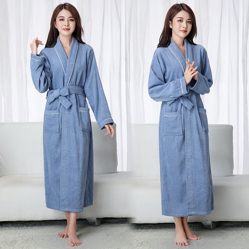 DFMEI-Y [ 순수한 수건] 목욕 가운 호텔 커플 잠옷 남성과 여성의 흡수성 목욕 가운 모든 계절, M [155-100kg], DFMEI 1932-다크 블루