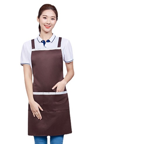 ANKRIC 가정용 내장방오방오양어깨밴드종업원앞치마 원피스앞치마, 커피 색상
