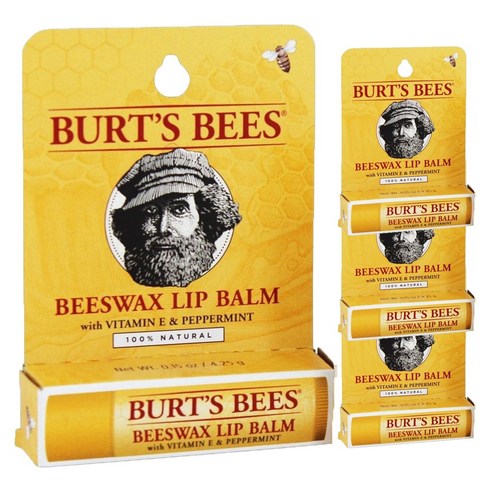 버츠비 내추럴 립밤, Beeswax Blister Pack, 4개