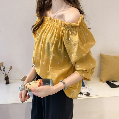 여름옷 패션 오프숄더 일자 넥타이 포인트 블라우스