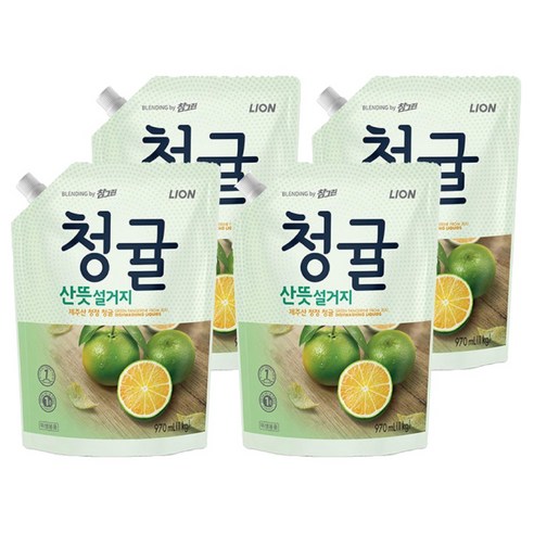 참그린 청귤 주방세제 리필 1kg 4개