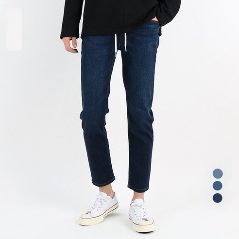오마보이 남성용 스판좋아 밴딩 청바지