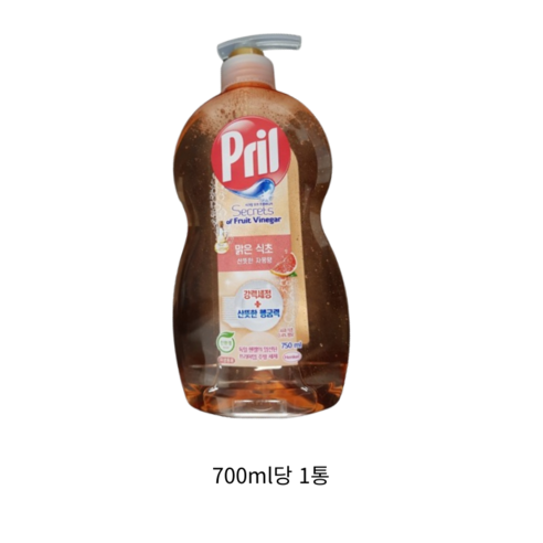 프릴 맑은 식초 주방세제 산뜻한 자몽향, 1L, 4개