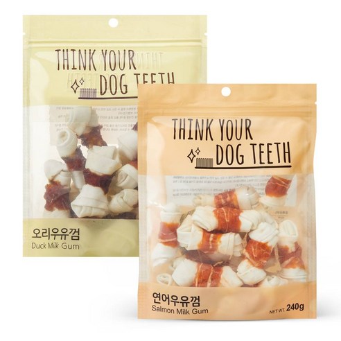 Think your dog teeth 오리 15p + 연어 15p 세트, 오리, 연어, 1세트, 480g