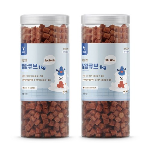 뷰인더펫 강아지간식 말랑큐브 연어 대용량 1kg, 2개