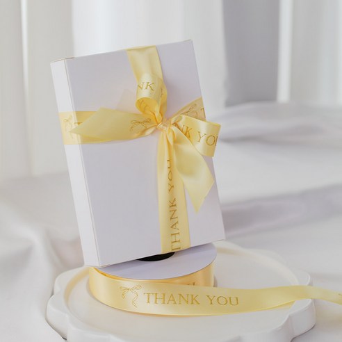 리본빌 땡큐 에폭시 리본 감사 리본 THANK YOU 리본, 25mm 1롤(20야드), #6 병아리(Yellow)