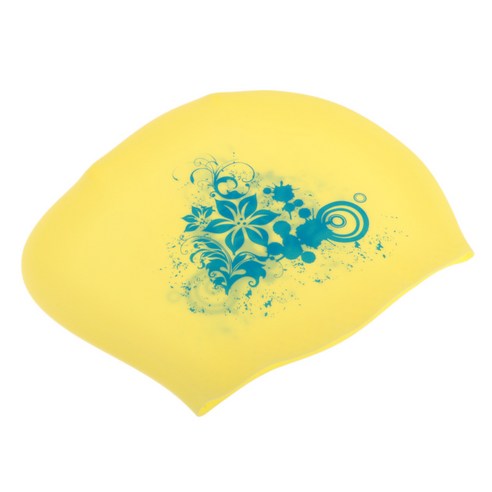 여자 여자 남자를위한 탄력있는 실리콘 수영 모자 수영 풀 모자, 옐로우, 설명
