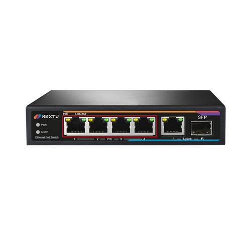 poe24004 NEXT POE7006SFP-TP 4포트 기가비트 POE + 1TP 1SFP 업링크 스위칭허브(65W) 스위칭허브