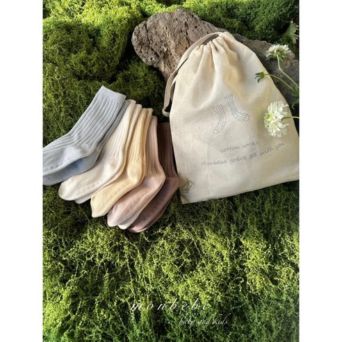 사랑스러운 발걸음을 위한 몽베베 스프링 코튼 양말 세트: 부드러움과 안전함으로 아이의 하루를 편안하게!