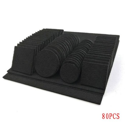 펠트 패드 80/130pcs 단단하고 고르지 않은 표면 캐비닛 책 책상 보호, 검은색, 80pcs